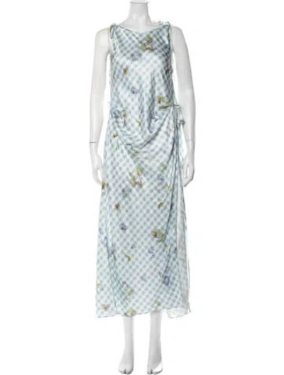 Pre-owned Acne Studios Plaid Print Long Dress In Blue