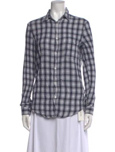 Pre-owned Acne Studios Plaid Print Long Sleeve Button-up Top In Blue