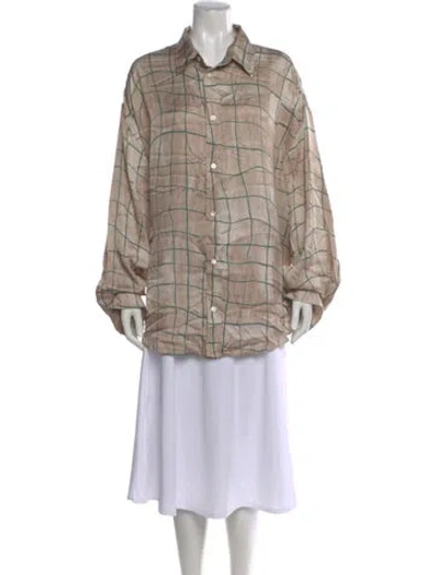 Pre-owned Acne Studios Plaid Print Long Sleeve Button-up Top In Neutral