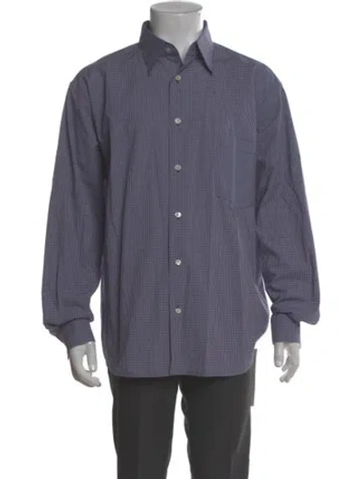 Pre-owned Acne Studios Plaid Print Long Sleeve Dress Shirt In Blue
