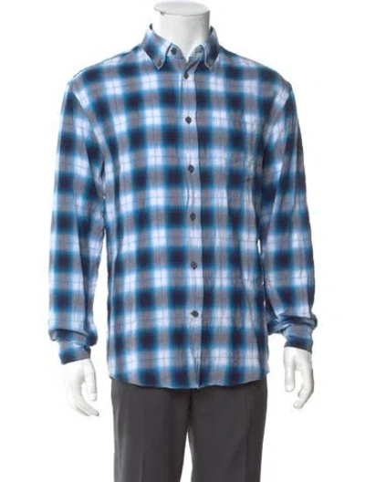 Pre-owned Acne Studios Plaid Print Long Sleeve Shirt In Blue