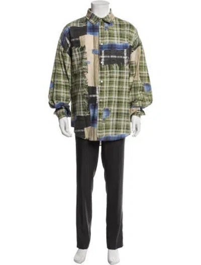 Pre-owned Acne Studios Plaid Print Long Sleeve Shirt In Blue