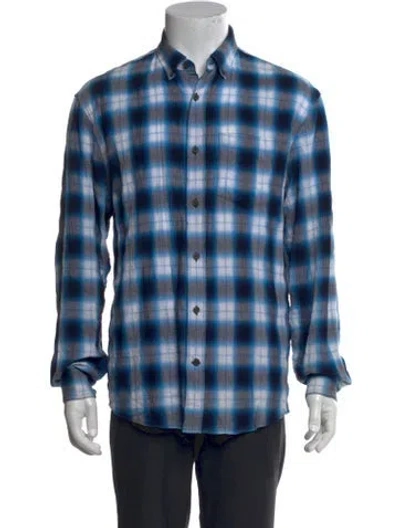 Pre-owned Acne Studios Plaid Print Long Sleeve Shirt In Blue