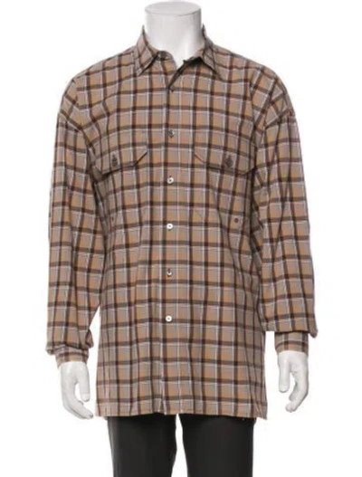 Pre-owned Acne Studios Plaid Print Long Sleeve Shirt In Brown