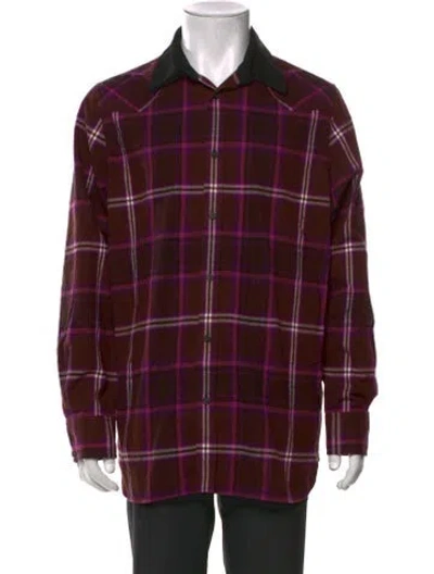 Pre-owned Acne Studios Plaid Print Long Sleeve Shirt In Brown
