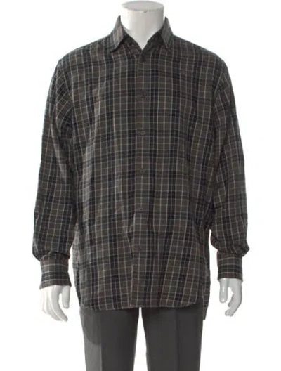 Pre-owned Acne Studios Plaid Print Long Sleeve Shirt In Gray