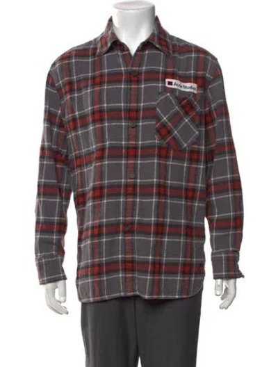 Pre-owned Acne Studios Plaid Print Long Sleeve Shirt In Gray