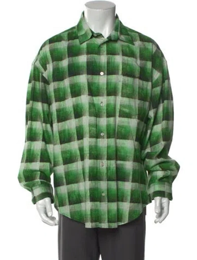 Pre-owned Acne Studios Plaid Print Long Sleeve Shirt In Green