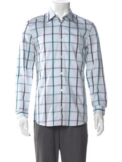 Pre-owned Acne Studios Plaid Print Long Sleeve Shirt In Green