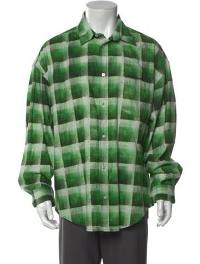 Pre-owned Acne Studios Plaid Print Long Sleeve Shirt In Green