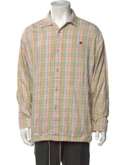 Pre-owned Acne Studios Plaid Print Long Sleeve Shirt In Green