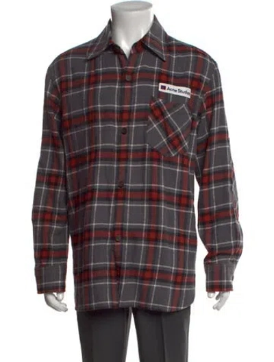 Pre-owned Acne Studios Plaid Print Long Sleeve Shirt In Grey