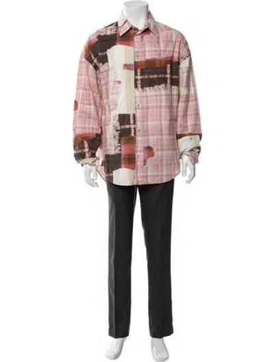 Pre-owned Acne Studios Plaid Print Long Sleeve Shirt In Pink
