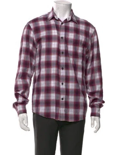 Pre-owned Acne Studios Plaid Print Long Sleeve Shirt In Purple