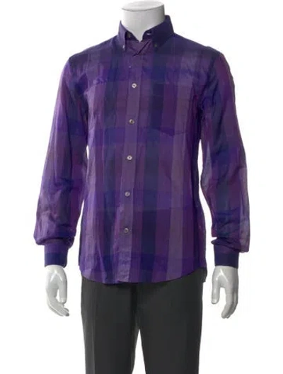 Pre-owned Acne Studios Plaid Print Long Sleeve Shirt In Purple