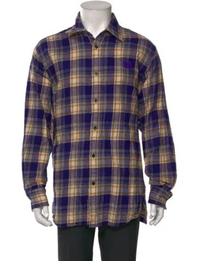 Pre-owned Acne Studios Plaid Print Long Sleeve Shirt In Purple