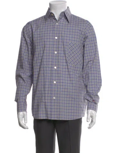 Pre-owned Acne Studios Plaid Print Long Sleeve Shirt In Purple