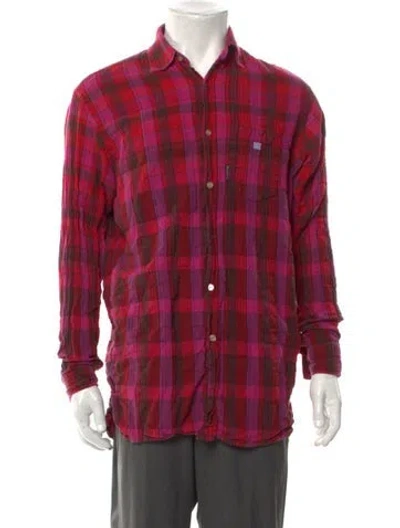 Pre-owned Acne Studios Plaid Print Long Sleeve Shirt In Red