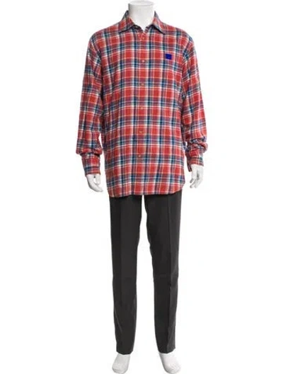 Pre-owned Acne Studios Plaid Print Long Sleeve Shirt In Red