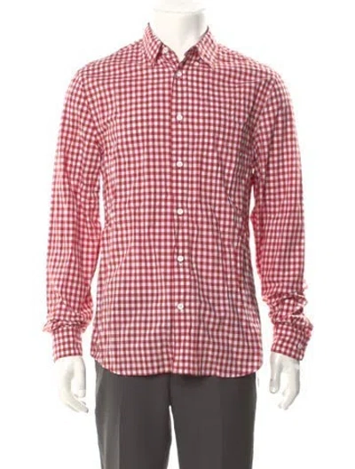 Pre-owned Acne Studios Plaid Print Long Sleeve Shirt In Red