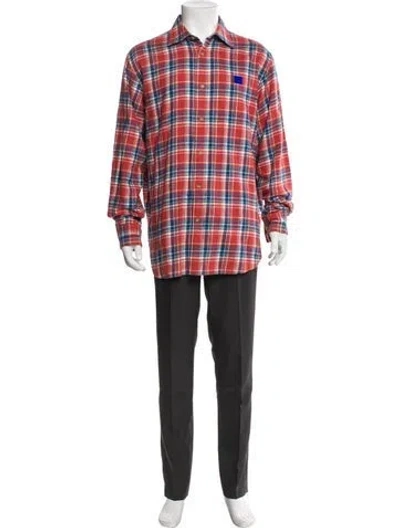 Pre-owned Acne Studios Plaid Print Long Sleeve Shirt In Red