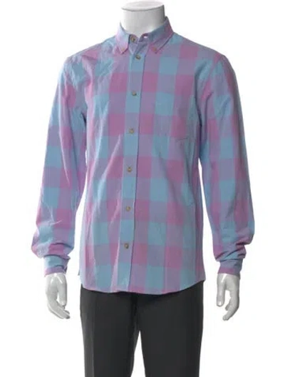 Pre-owned Acne Studios Plaid Print Long Sleeve Shirt W/ Tags In Blue