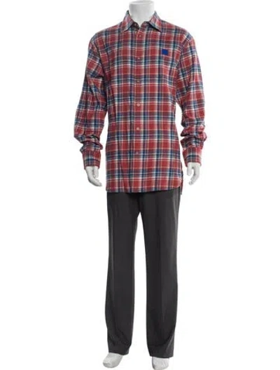 Pre-owned Acne Studios Plaid Print Long Sleeve Shirt W/ Tags In Red