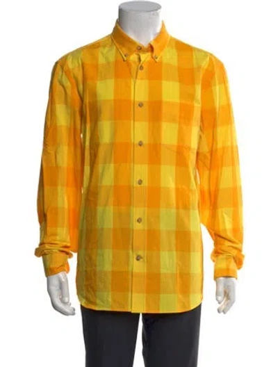 Pre-owned Acne Studios Plaid Print Long Sleeve Shirt In Yellow