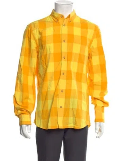 Pre-owned Acne Studios Plaid Print Long Sleeve Shirt In Yellow