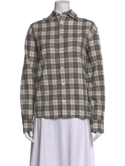 Pre-owned Acne Studios Plaid Print Long Sleeve Top In Neutrals