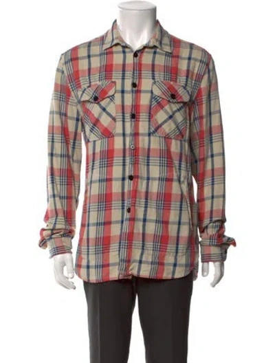 Pre-owned Acne Studios Plaid Print Long Sleeve Western Shirt In Multi