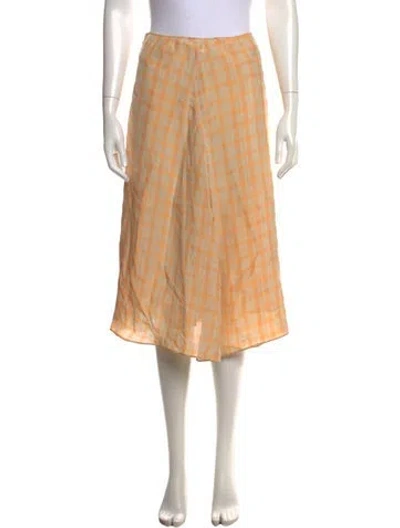 Pre-owned Acne Studios Plaid Print Midi Length Skirt In Orange