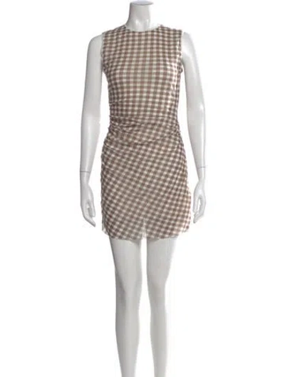 Pre-owned Acne Studios Plaid Print Mini Dress In Brown