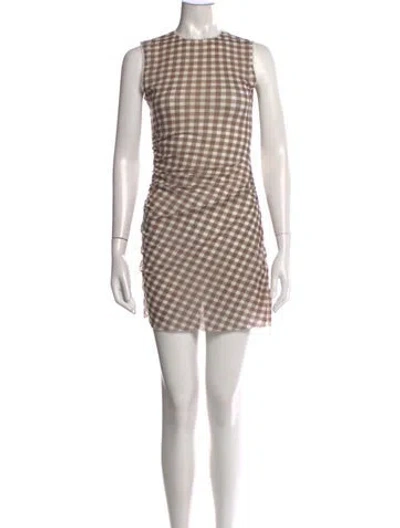 Pre-owned Acne Studios Plaid Print Mini Dress In Brown