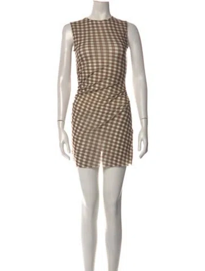 Pre-owned Acne Studios Plaid Print Mini Dress In Brown