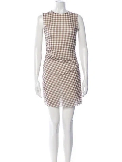 Pre-owned Acne Studios Plaid Print Mini Dress In Brown