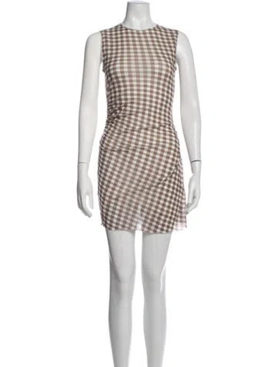 Pre-owned Acne Studios Plaid Print Mini Dress In Brown