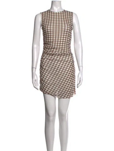 Pre-owned Acne Studios Plaid Print Mini Dress In Brown