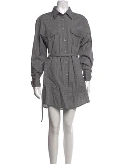 Pre-owned Acne Studios Plaid Print Mini Dress In Grey