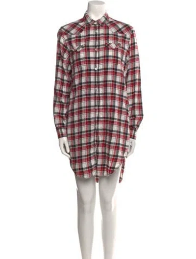 Pre-owned Acne Studios Plaid Print Mini Dress In Red