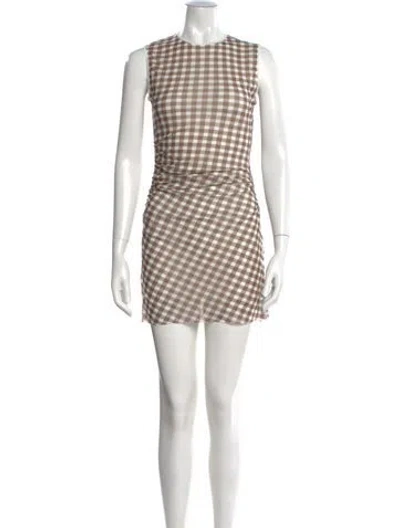 Pre-owned Acne Studios Plaid Print Mini Dress W/ Tags In Brown