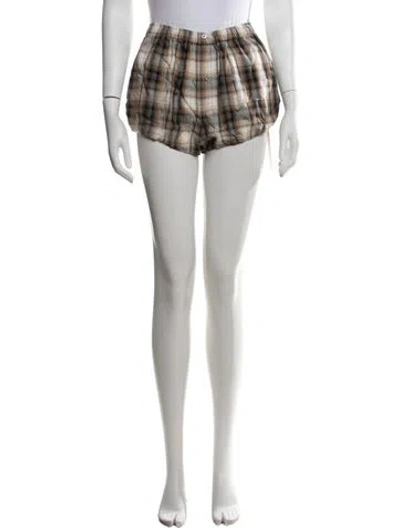 Pre-owned Acne Studios Plaid Print Mini Shorts In Purple