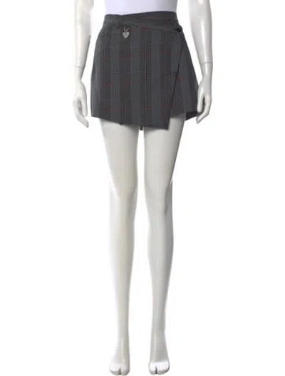 Pre-owned Acne Studios Plaid Print Mini Skirt In Gray
