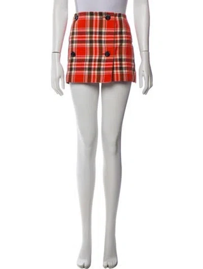 Pre-owned Acne Studios Plaid Print Mini Skirt In Orange