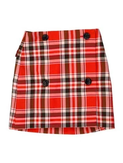 Pre-owned Acne Studios Plaid Print Mini Skirt In Orange