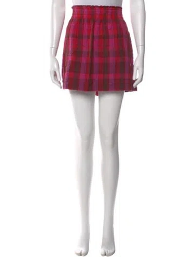 Pre-owned Acne Studios Plaid Print Mini Skirt In Red