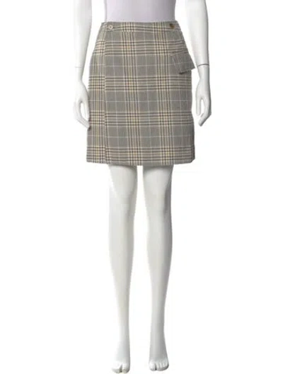Pre-owned Acne Studios Plaid Print Mini Skirt In White