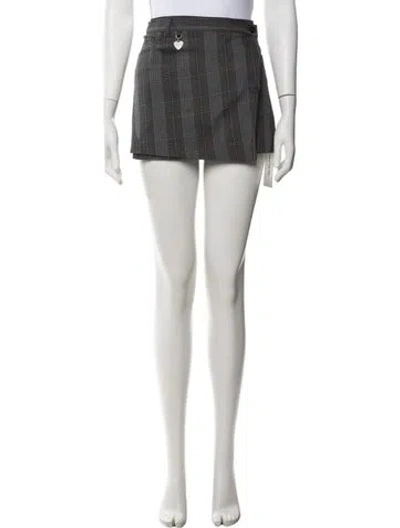 Pre-owned Acne Studios Plaid Print Mini Skirt In White