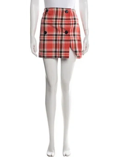 Pre-owned Acne Studios Plaid Print Mini Skirt In White