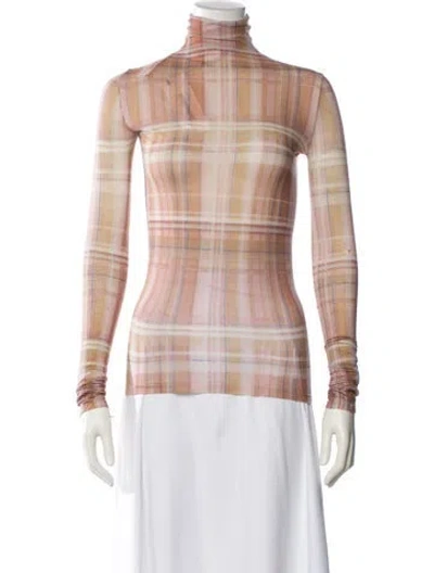Pre-owned Acne Studios Plaid Print Mock Neck Top In Neutral